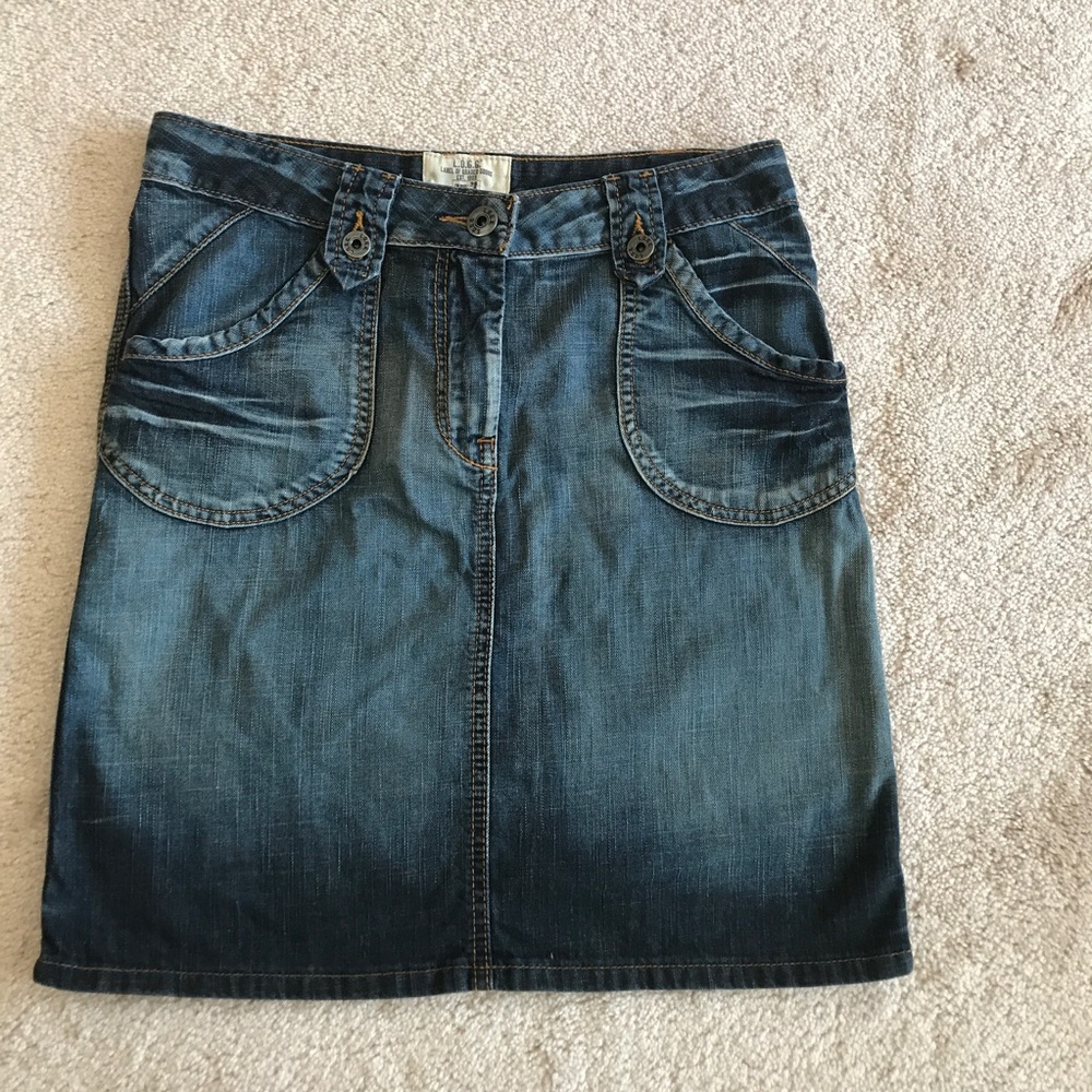 H&M LOGG Dark Acid Wash Denim Skirt sz 6